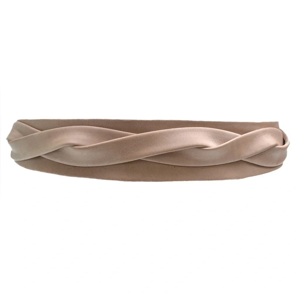ADA LEATHER WRAP BELT OS BEIGE TAUPE NWT